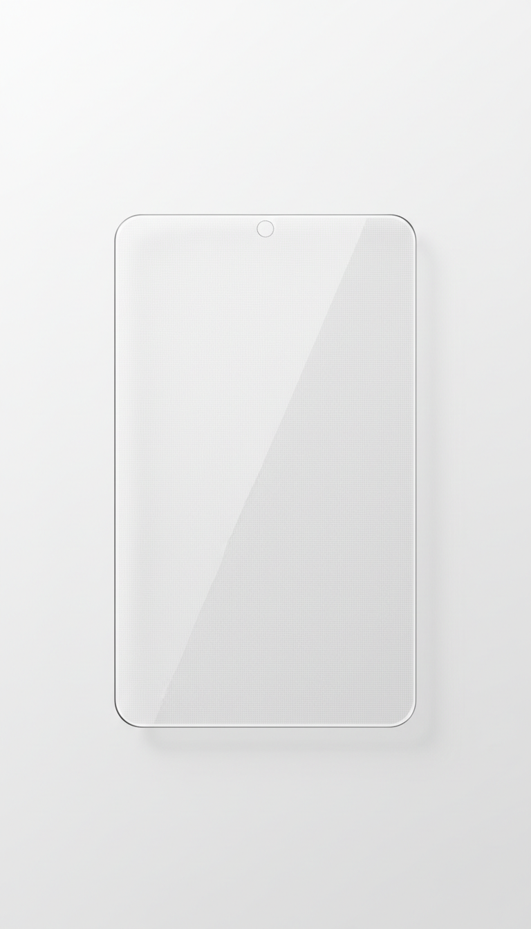 A perfectly centered EMF shielding screen protector, displayed on a seamless 'Cotton White' background. The protector is...