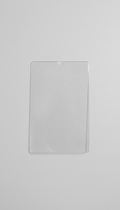 An advanced EMF-shielding screen protector perfectly centered in the frame against a light grey background. The product's...
