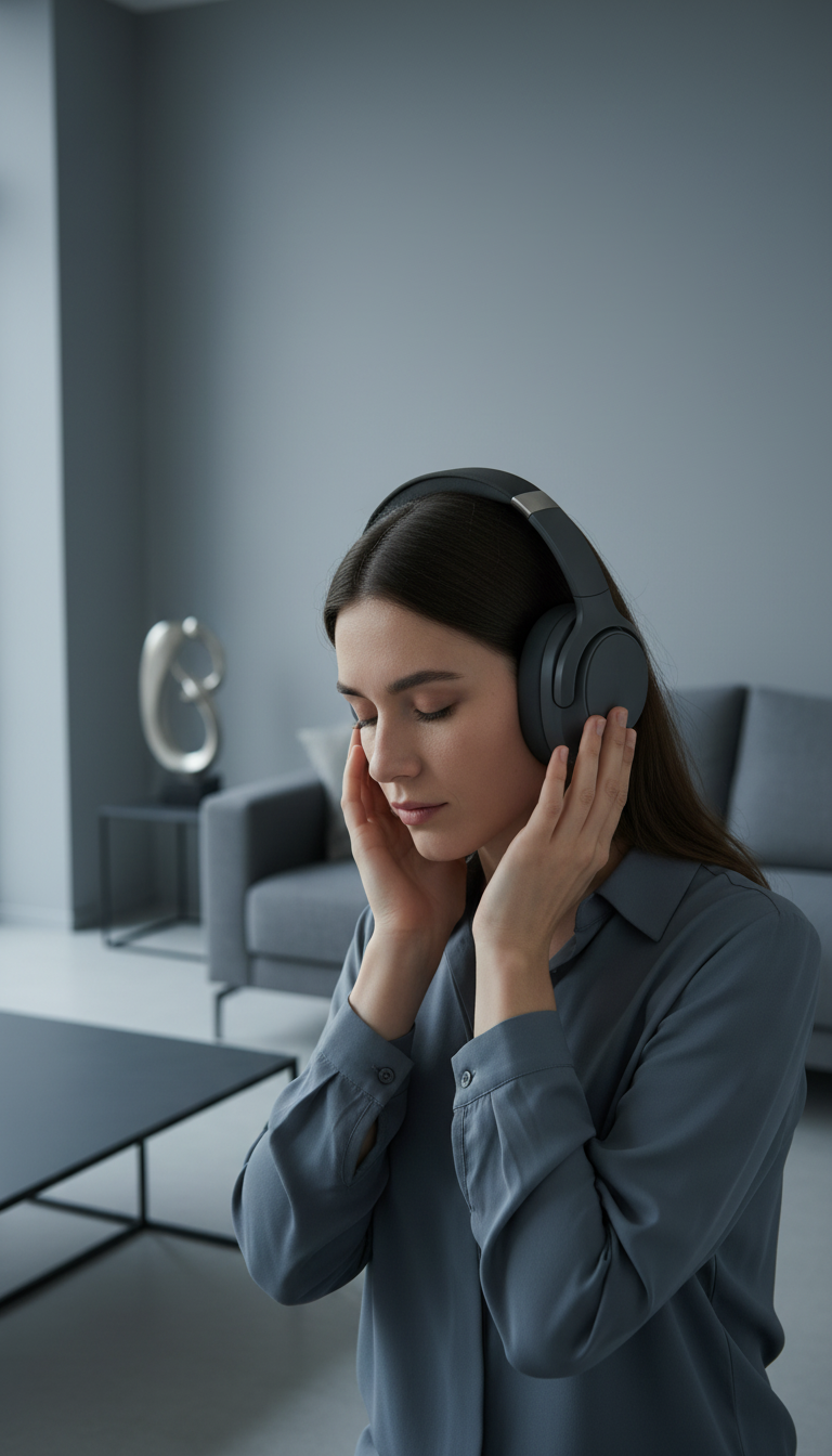 Ergonomic Over-Ear Headphones in use