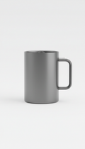 Centered image of a 'Graphite Gray' self-stirring mug on a 'Cool White' background. The mug is perfectly centered both...