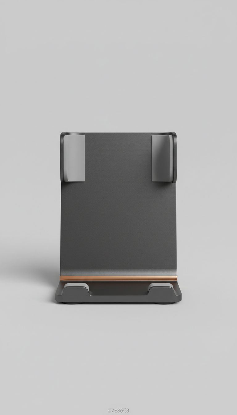 Aluminum smartphone holder, Three-quarter angle as default to showcase form and surface details; straight-on options for...
