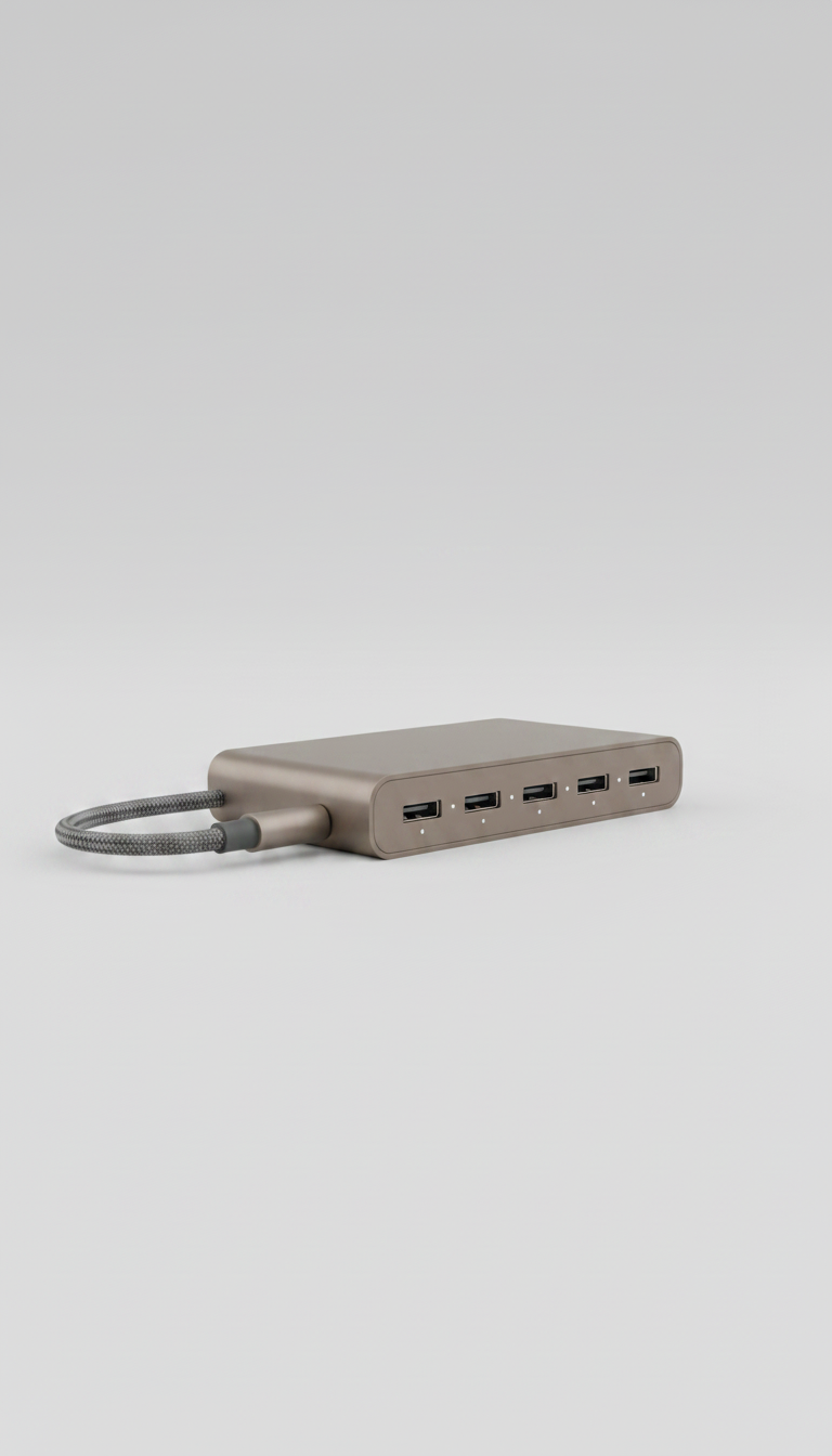 Alternate angle view of Minimalist USB-C hub with matte finish