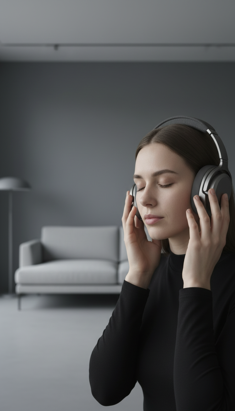 Ergonomic Over-Ear Headphones in use