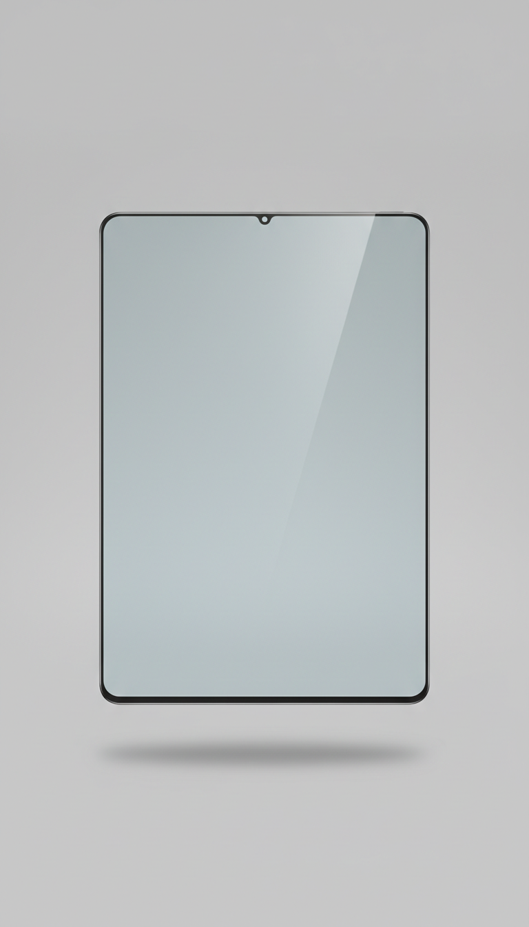 Radiation-blocking screen protector, perfectly centered in the frame against a Mist Gray background. The protector is...